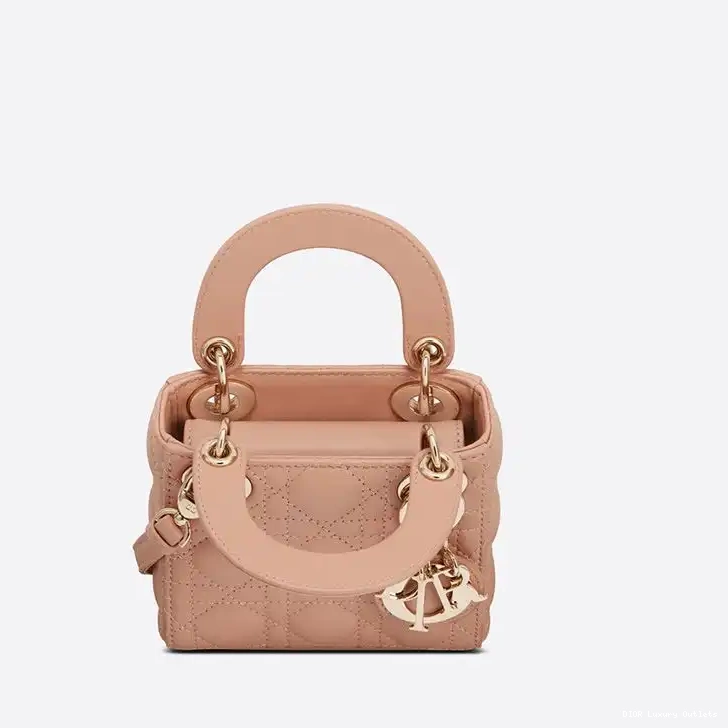 Cheap Lambskin Cannage Bag Lady Dior Apricot Micro 0505 Luxury